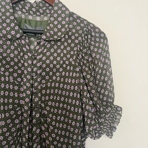 By Anthropologie Floral Puff Sleeve Midi Dress